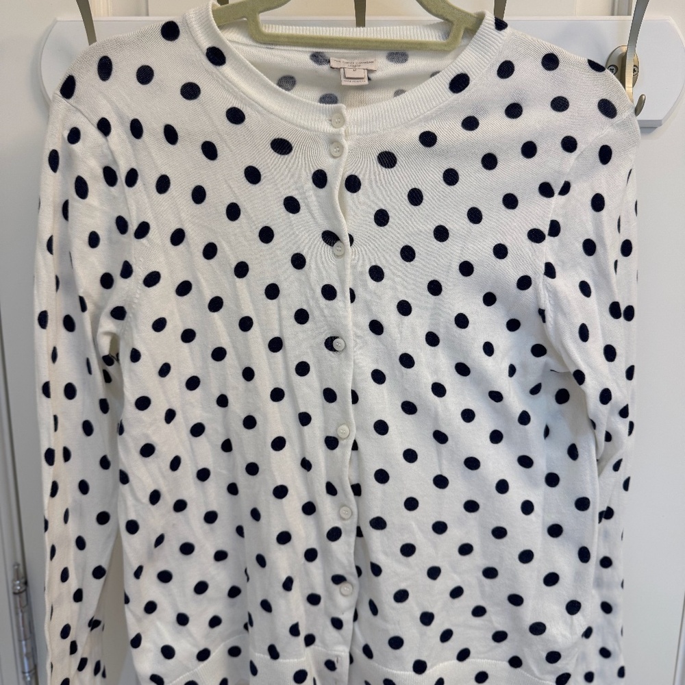 Women's White Dotted J Crew Medium Sweater